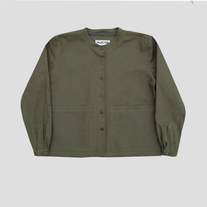 Pocketed overshirt in cotton canvas - Sage