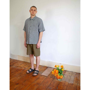 Short sleeved shirt gingham linen