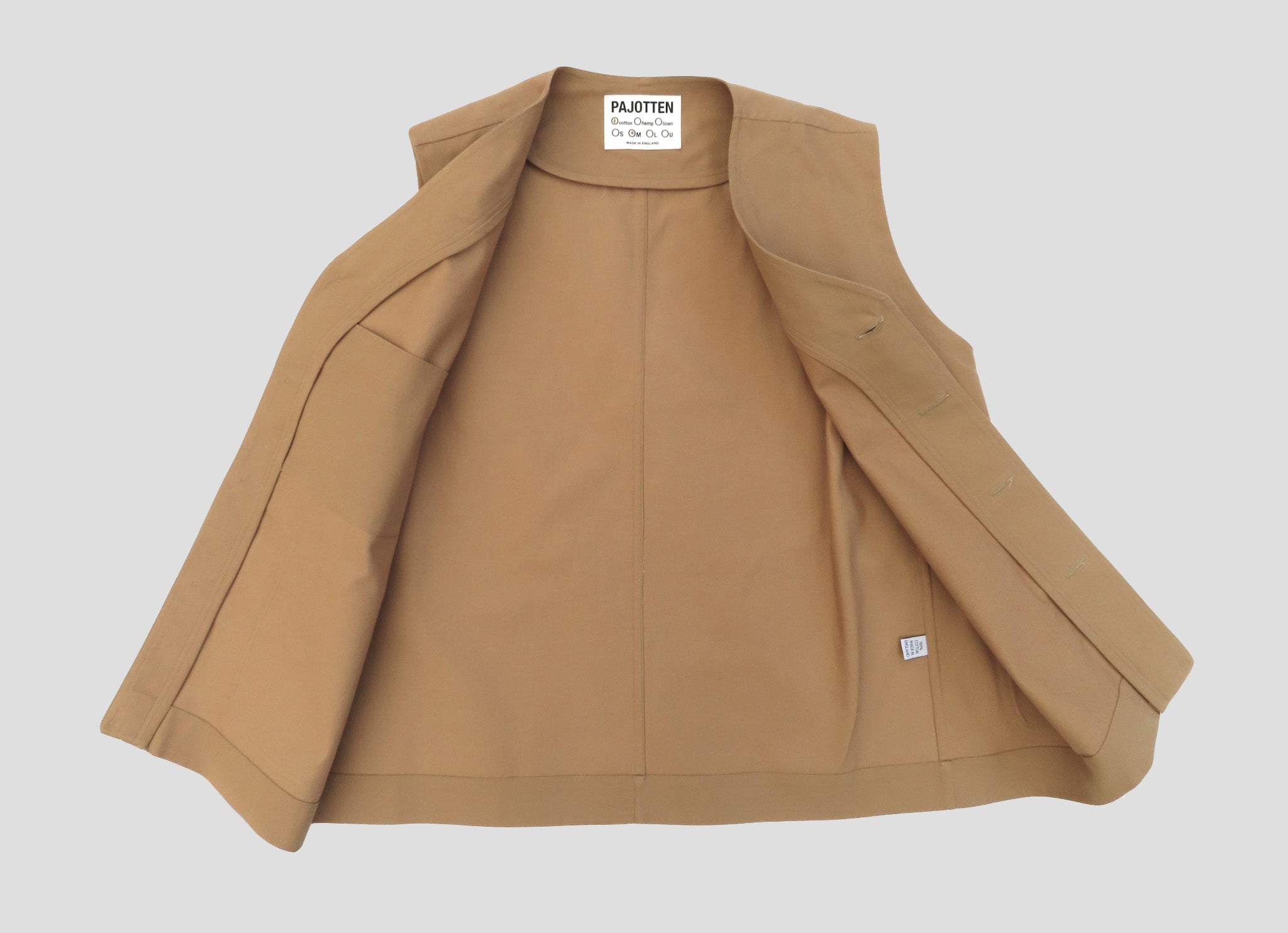 inside detail of a tan waistcoat