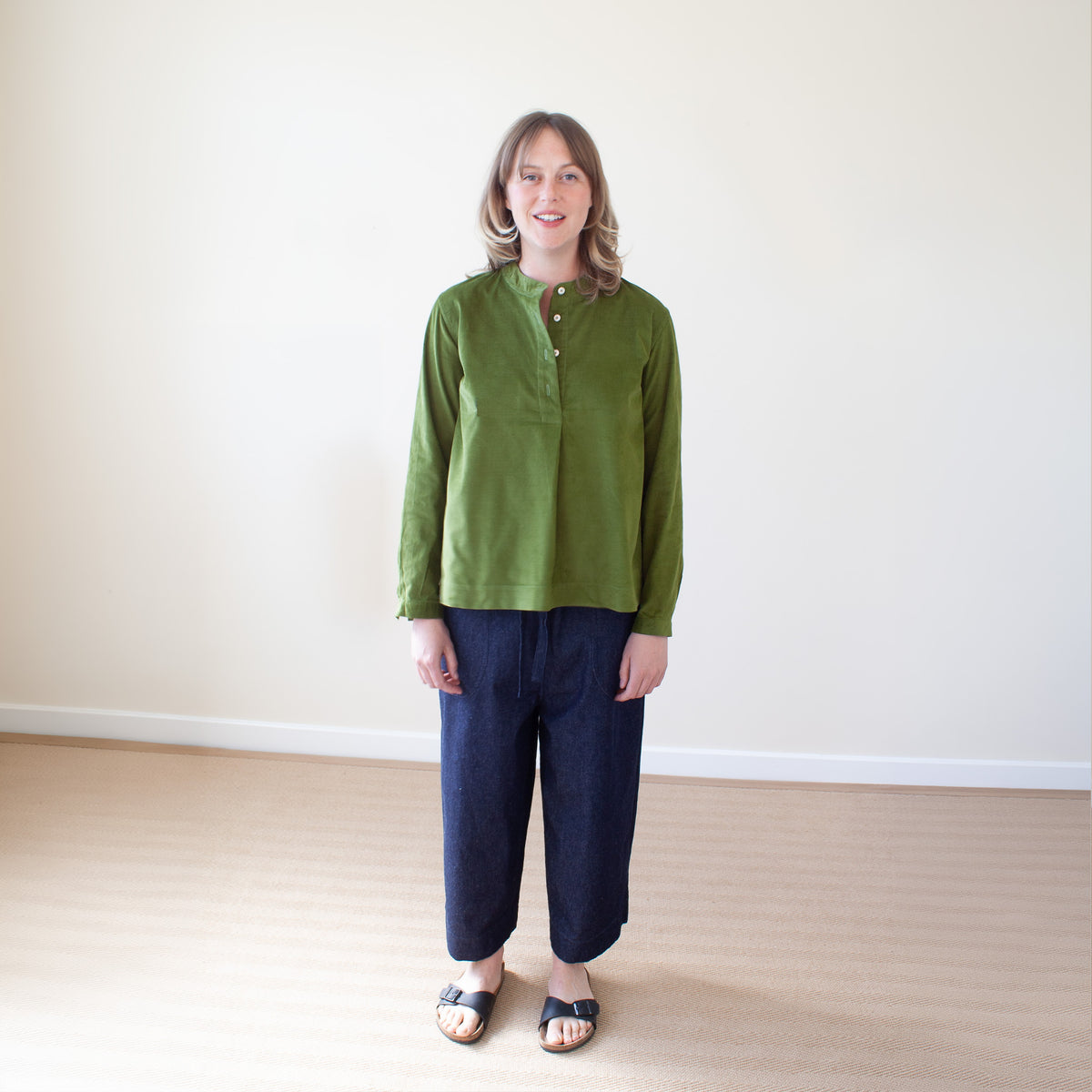 Round necked smock - grass cotton cord