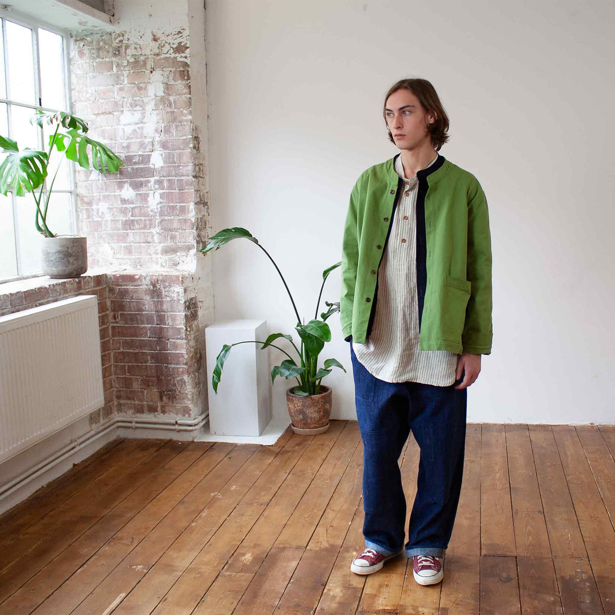 Bruton jacket brushed green canvas