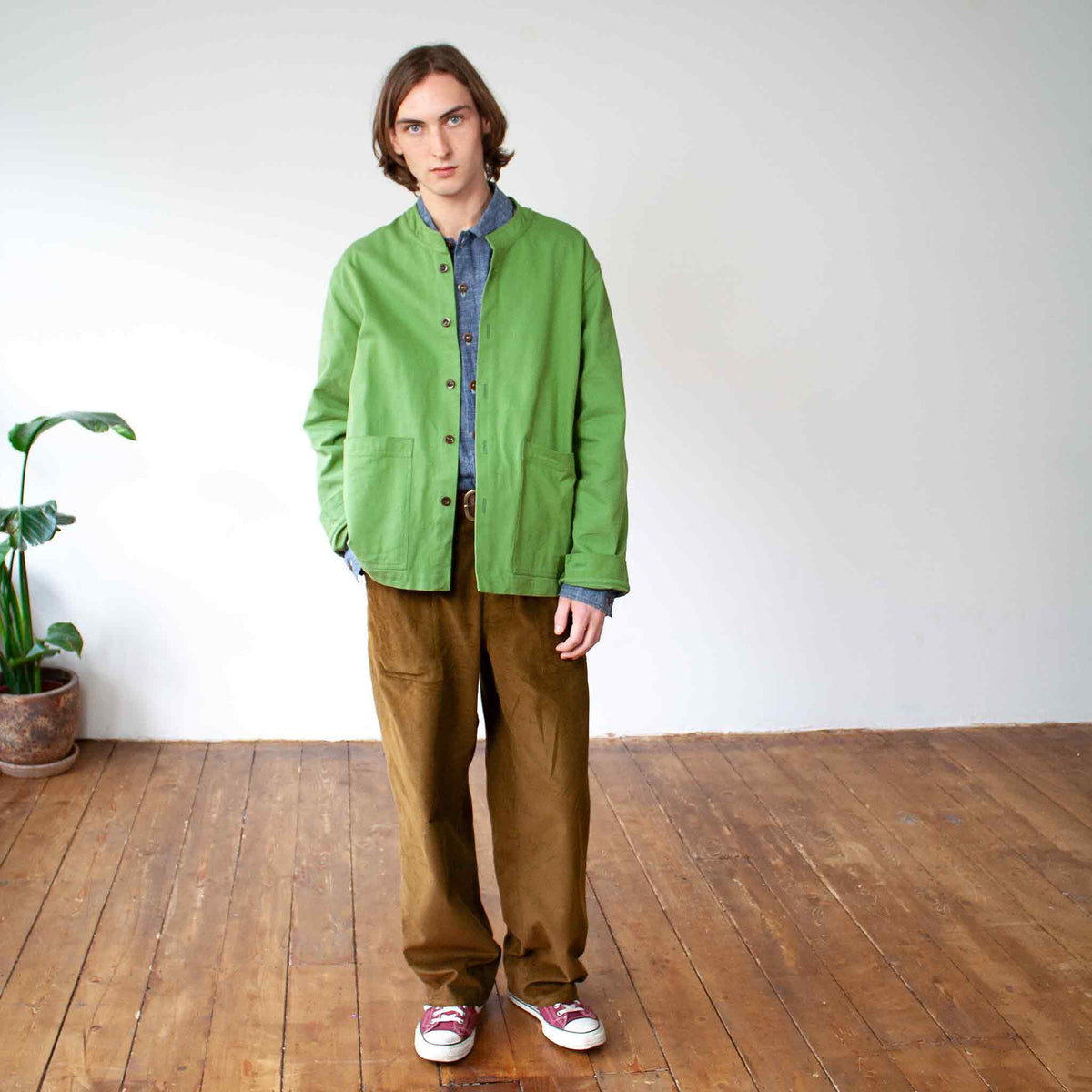 Bruton jacket brushed green canvas