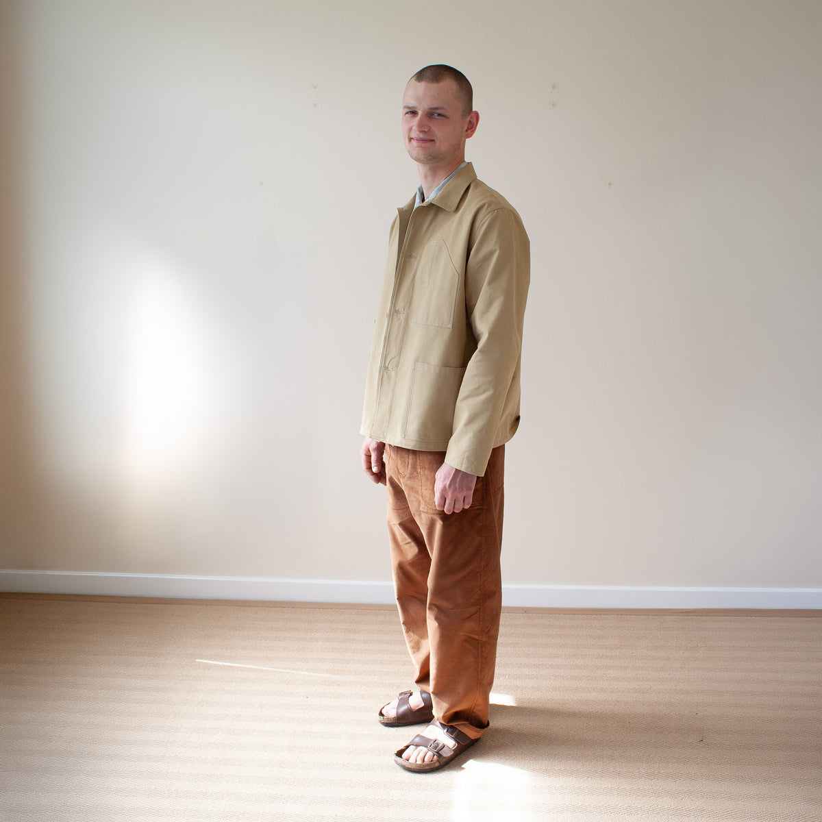Carver jacket in brushed cotton twill -tan