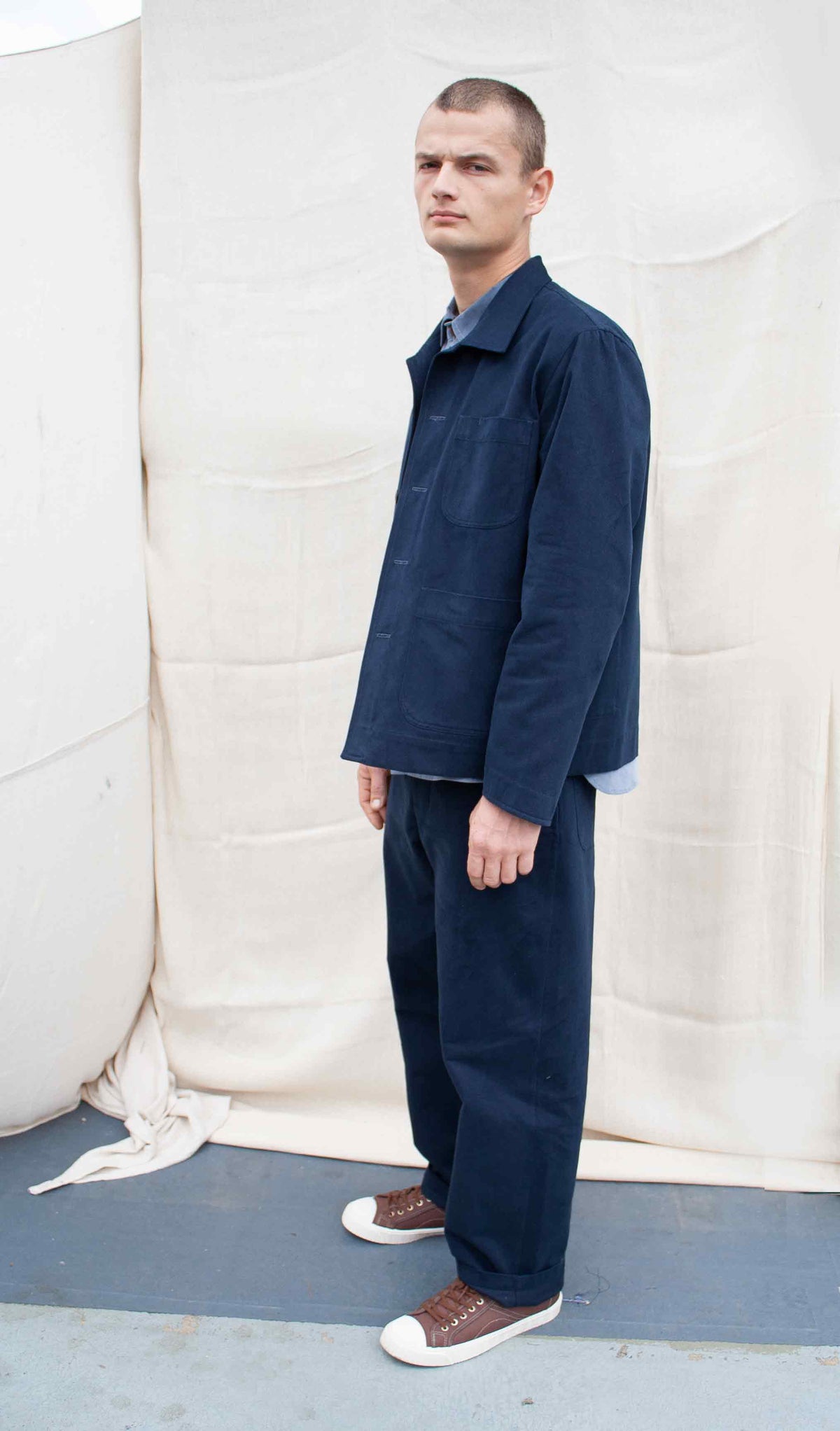 The everyday trouser brushed cotton twill  Navy