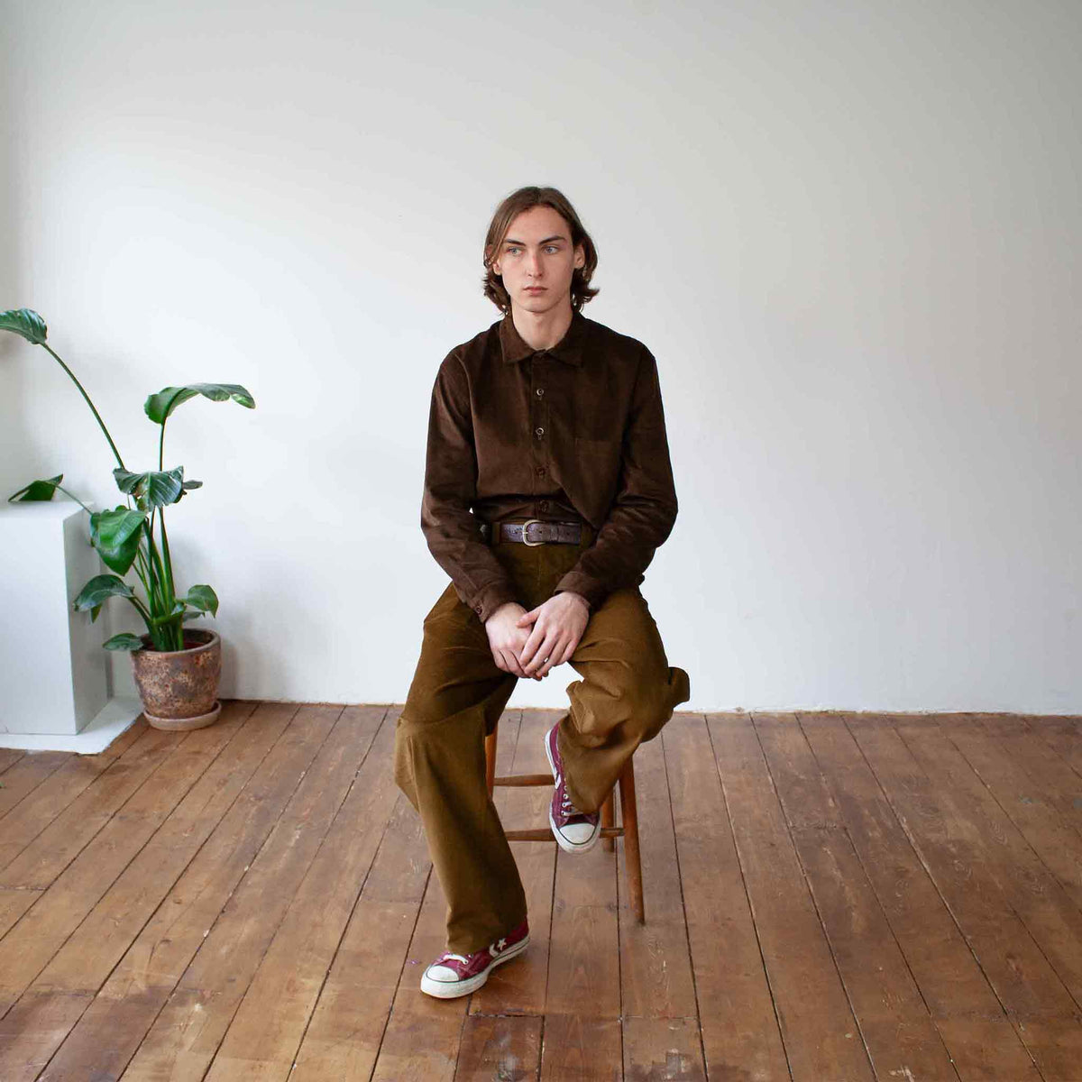 Workers shirt - cotton cord - brown