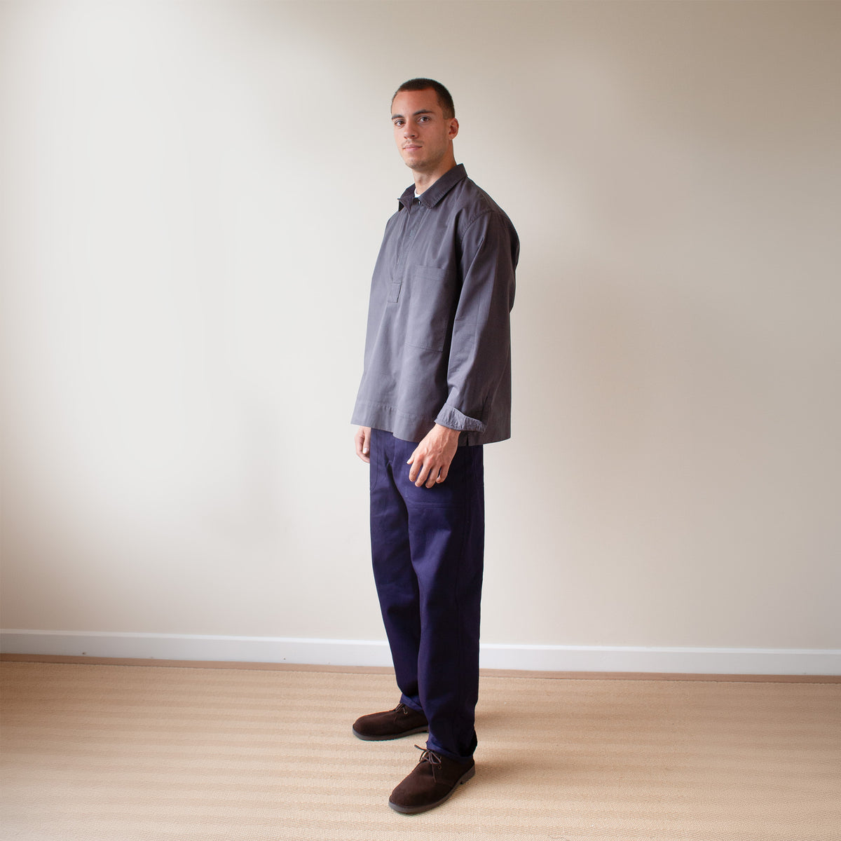 Overshirt - slate fine cotton twill