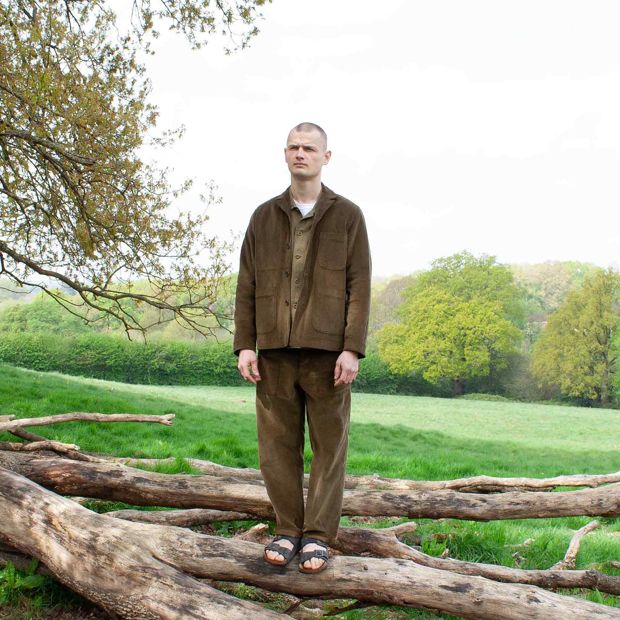 The side button trouser Olive cord