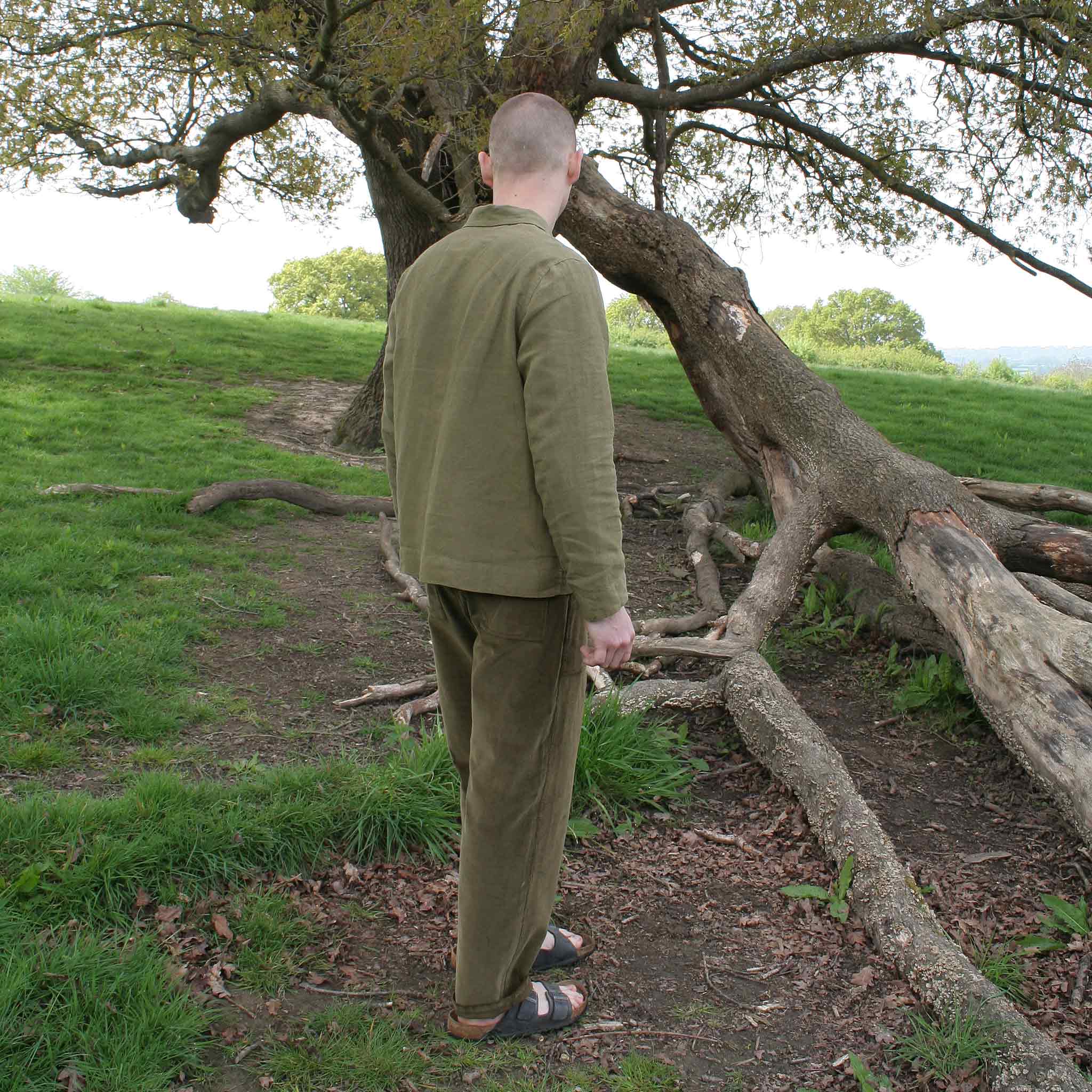 The side button trouser Olive cord