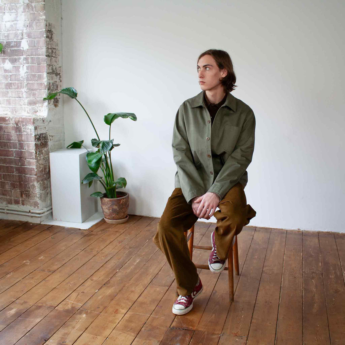 Traditional chore jacket Olive twill