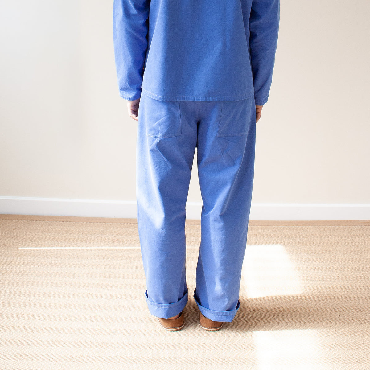Drawstring chore trousers sky blue twill