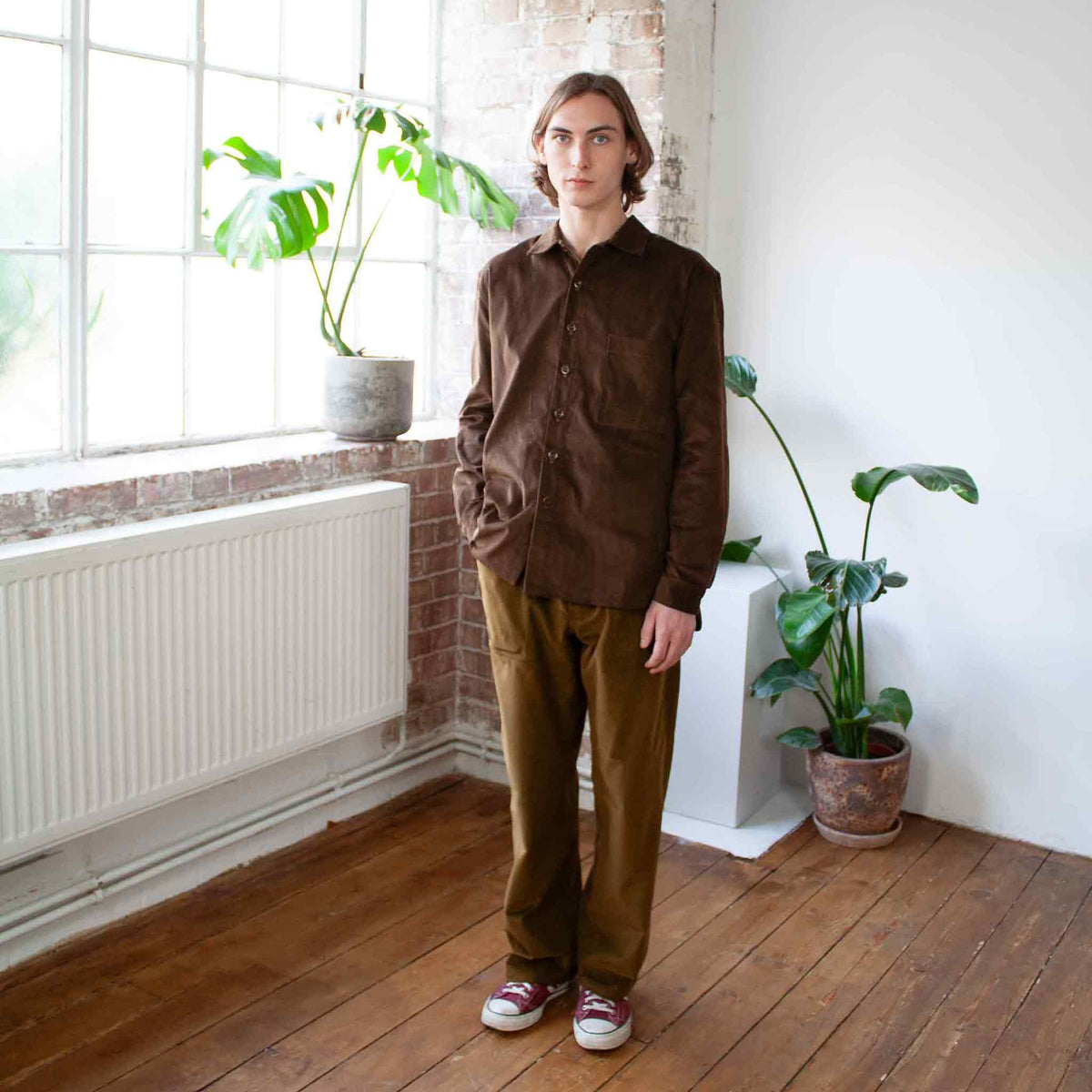 Workers shirt - cotton cord - brown