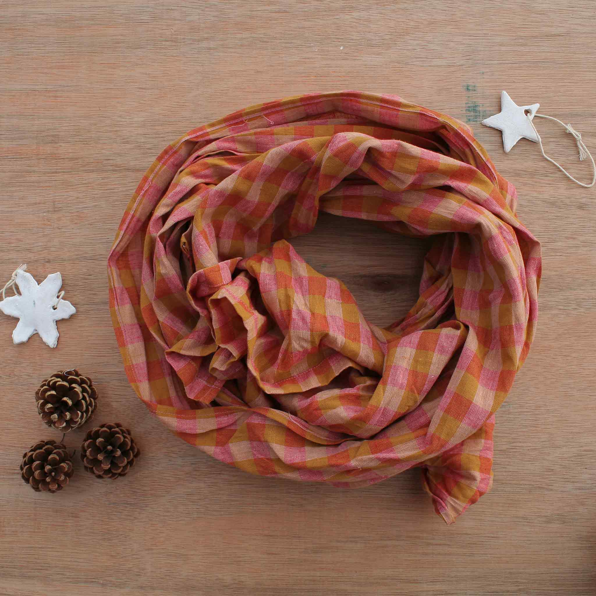 tangerine scarf linen/cotton mix