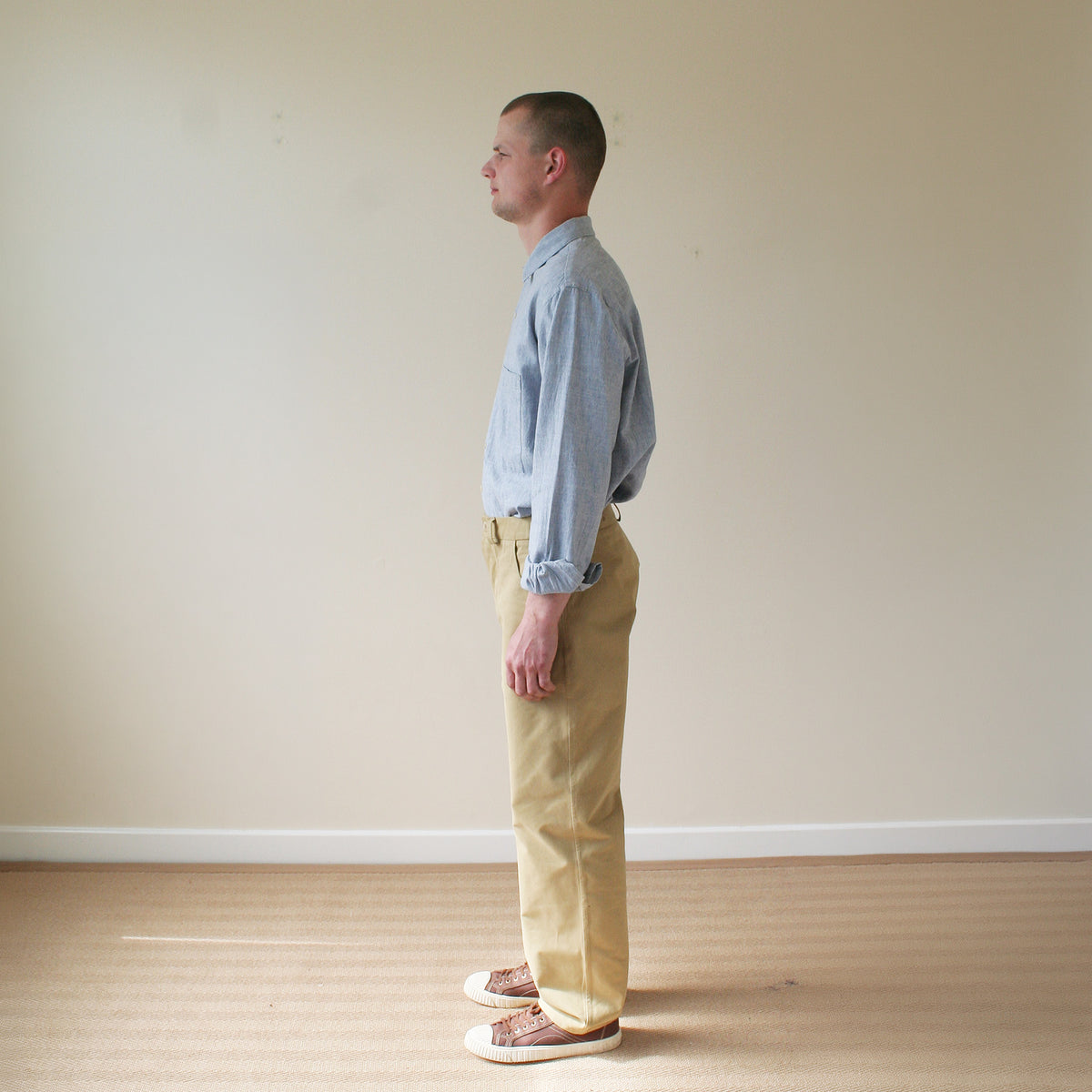Chore trousers in tan cotton twill