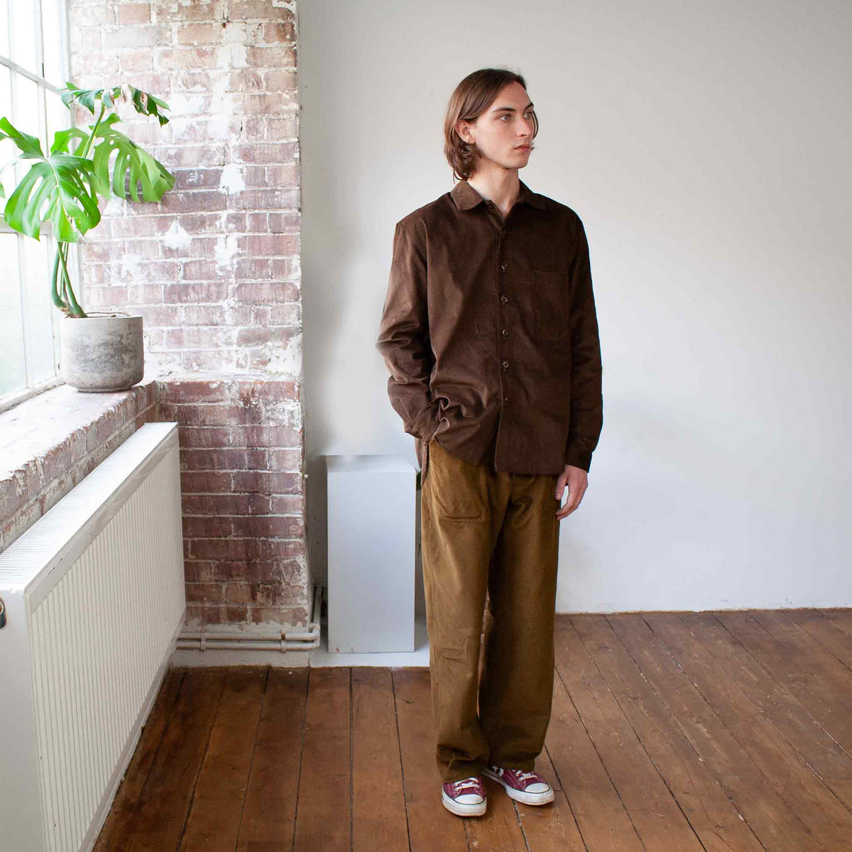 Workers shirt - cotton cord - brown