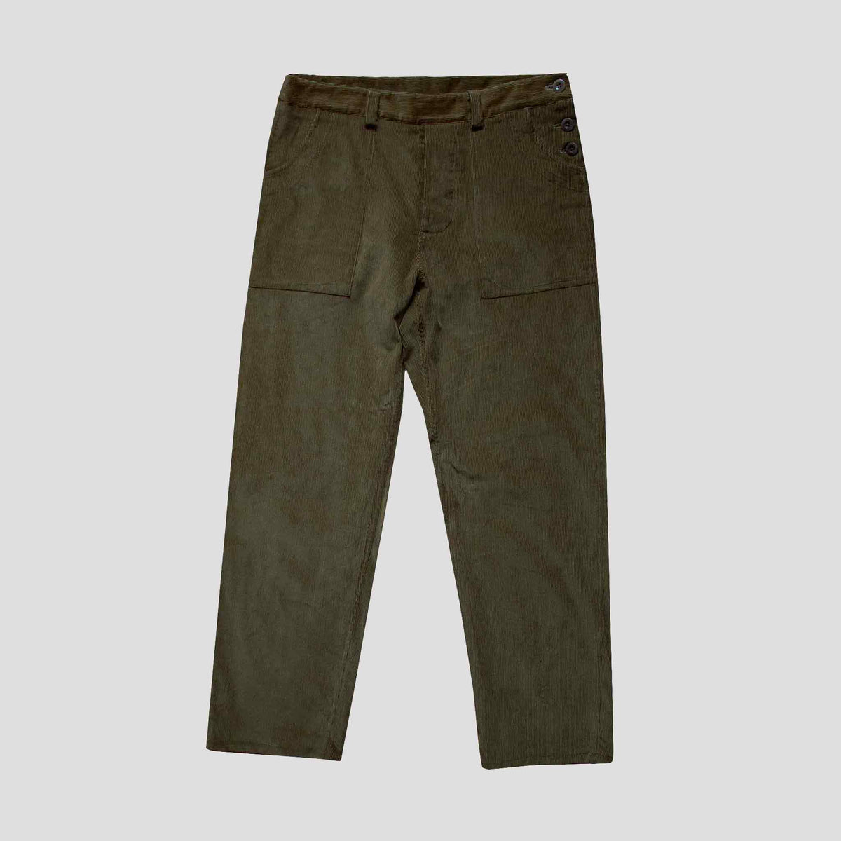 The side button trouser Olive cord
