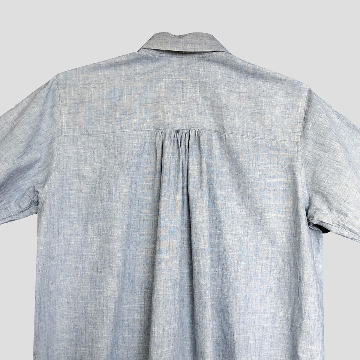 3/4 length sleeve shirt sky blue hemp cotton mix