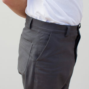 Architect trousers in grey cotton canvas
