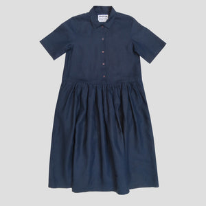 Short Sleeved Field Dress deadbolt linen - Blue