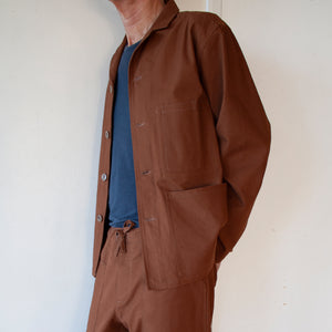 Drawstring chore trousers rust cotton canvas