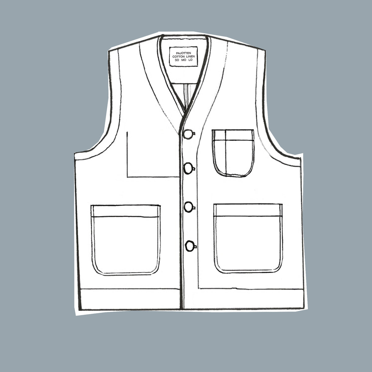 Waistcoat UK woven cotton canvas - Indigo