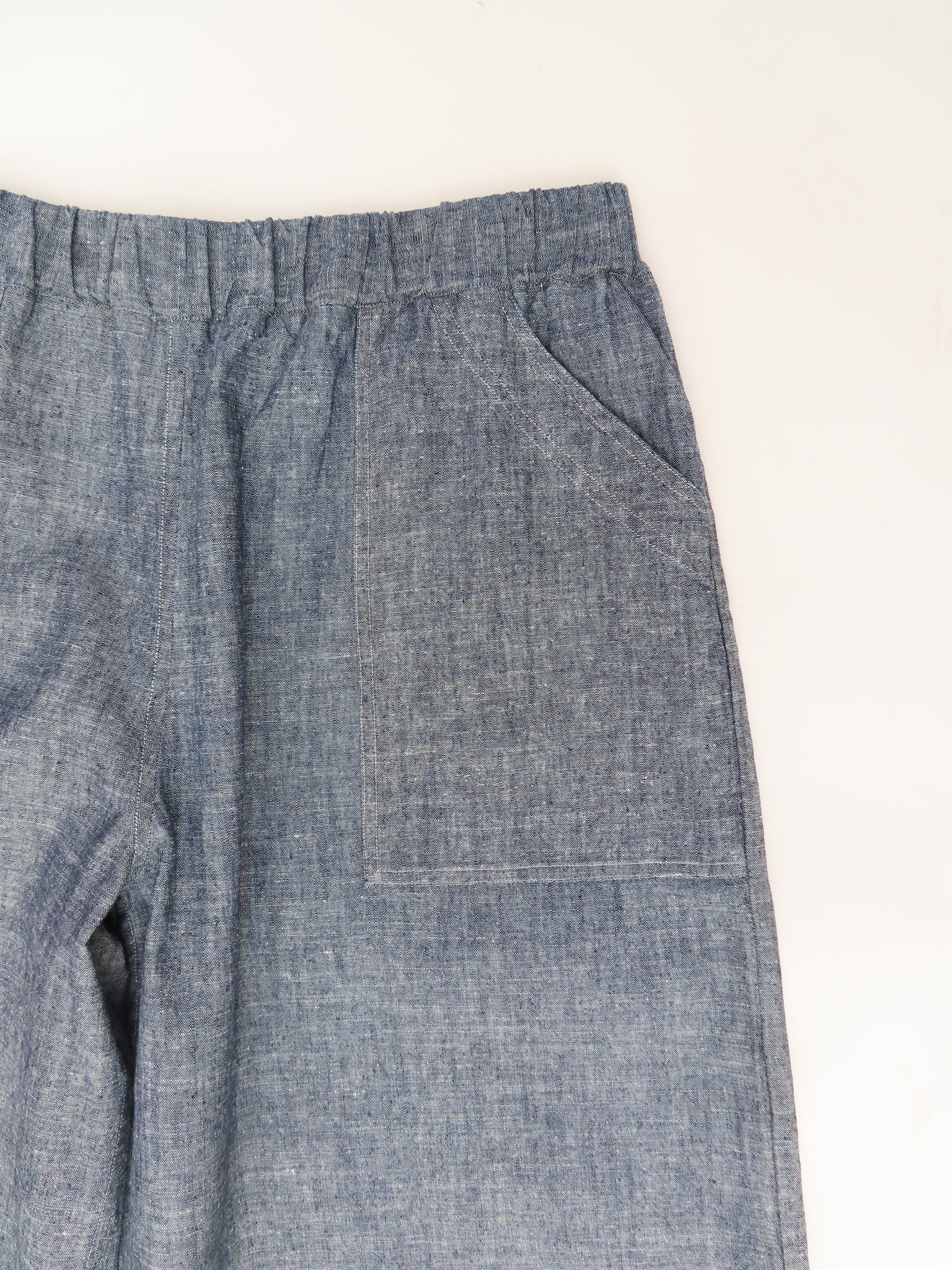 Elasticated waist trouser in hemp/cotton - Blue