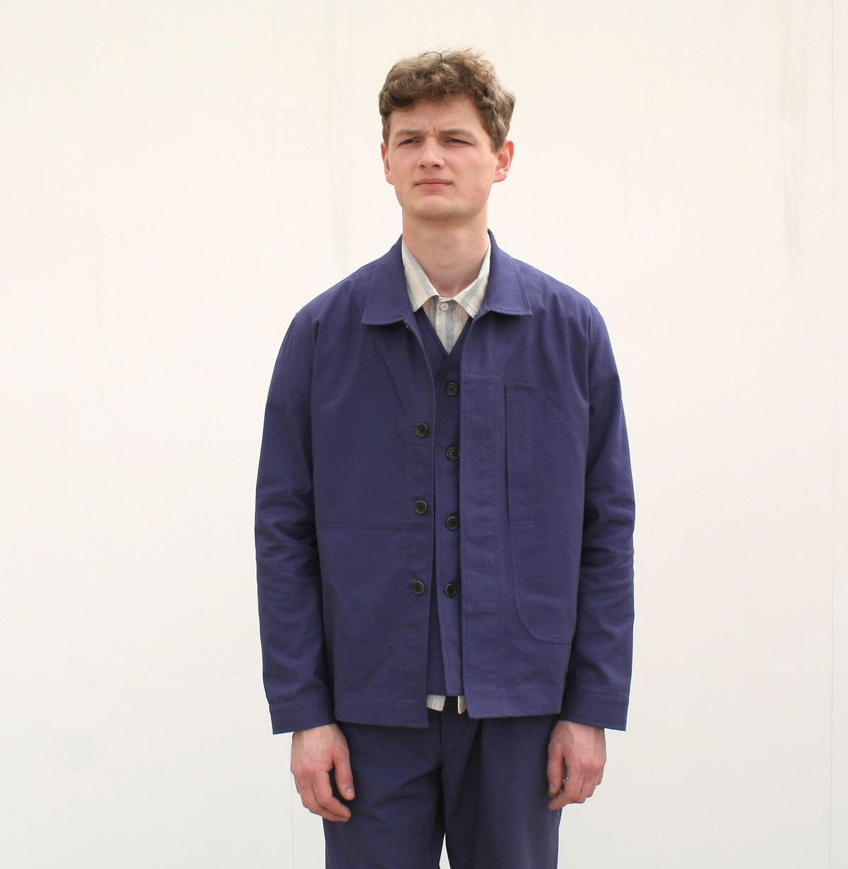 Waistcoat UK woven cotton canvas - Indigo