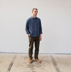 Workers shirt - cotton/hemp - blue