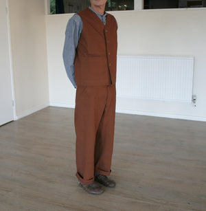 Waistcoat UK woven cotton canvas - Rust