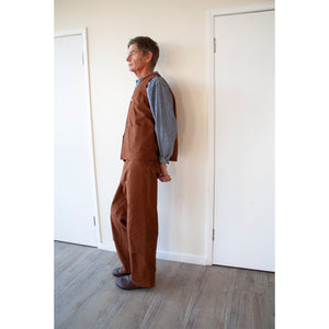Drawstring chore trousers rust cotton canvas