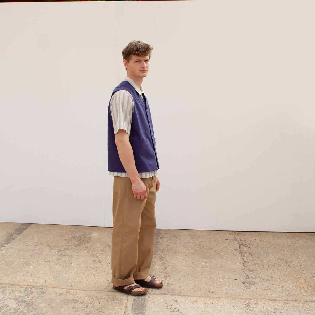 Waistcoat UK woven cotton canvas - Indigo