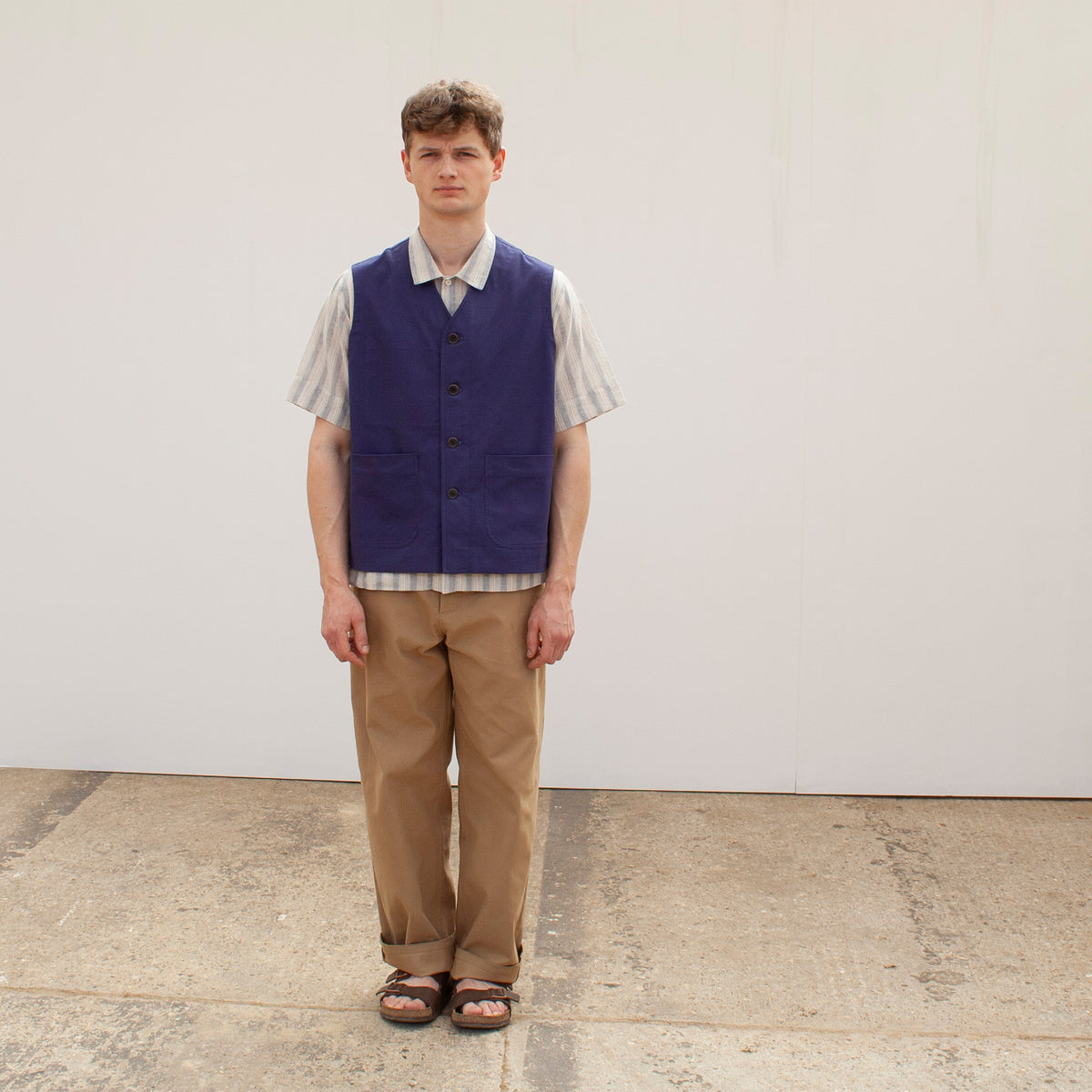 Waistcoat UK woven cotton canvas - Indigo