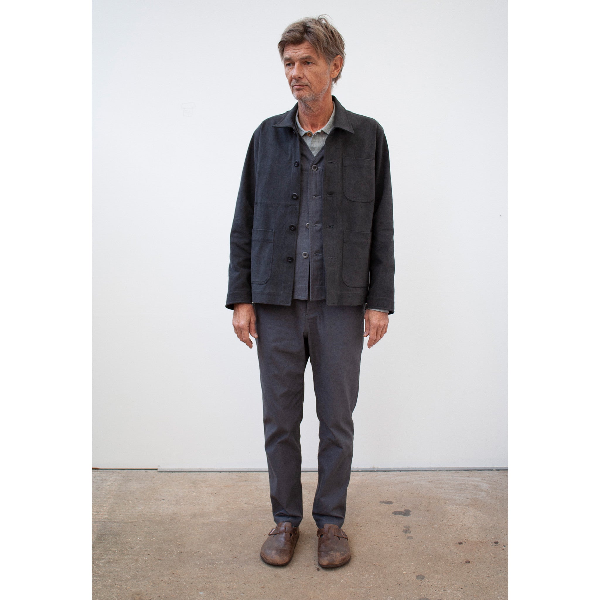 Traditional chore jacket in organic cotton twill -Dark grey
