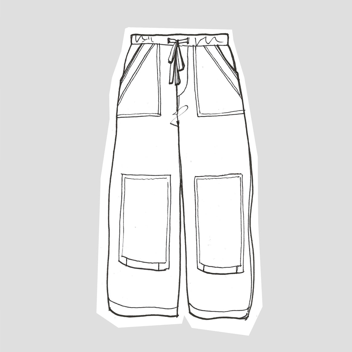 Drawstring chore trousers sky blue twill