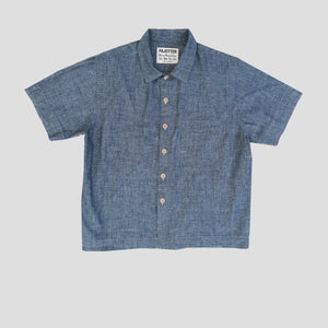 Short sleeved shirt organic cotton/hemp - blue