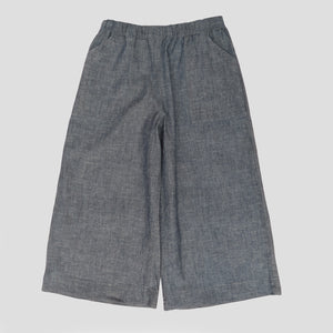 Elasticated waist trouser in hemp/cotton - Blue