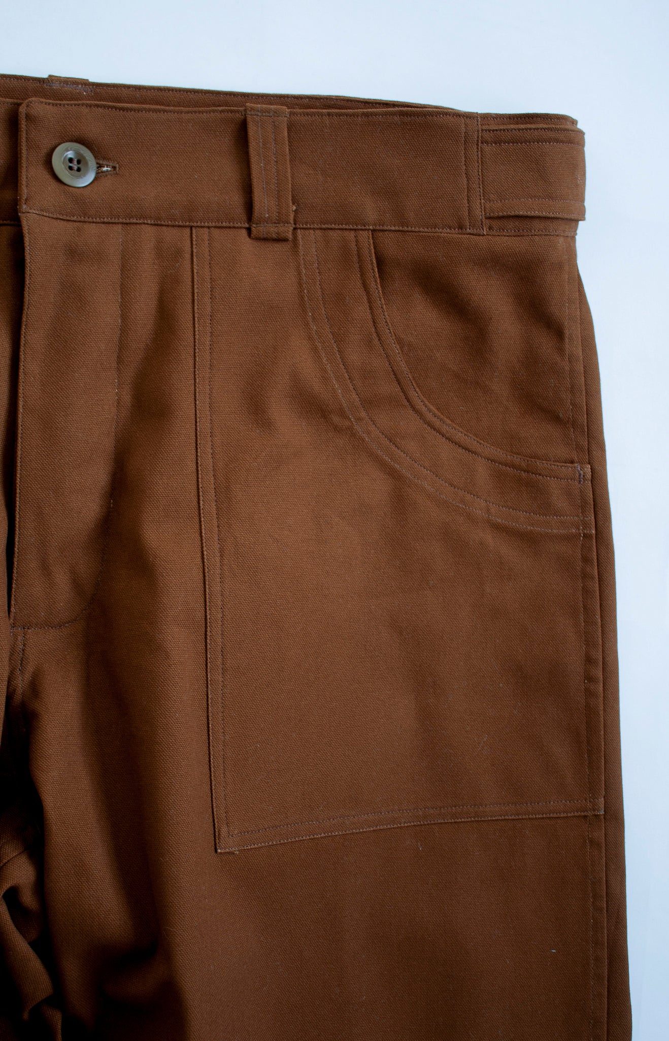 packet detail on a pair of mens cotton canvas trousers