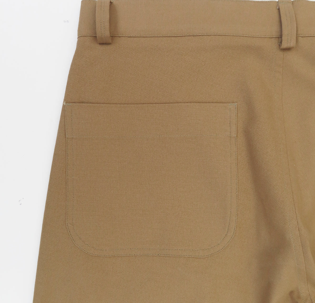 Straight trousers in tan cotton canvas