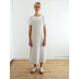 Apron dress in oatmeal linen