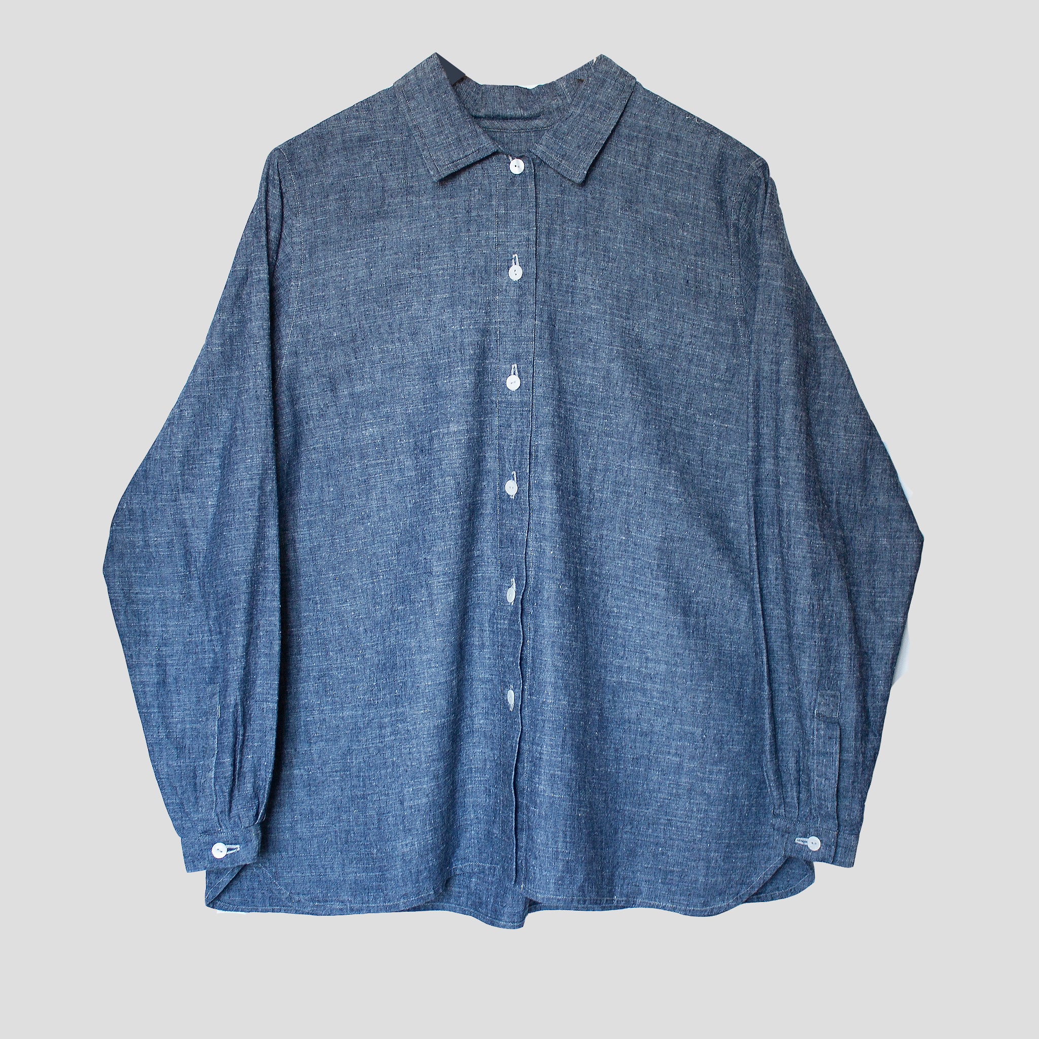 Bridewell shirt in blue cotton/hemp – PAJOTTEN