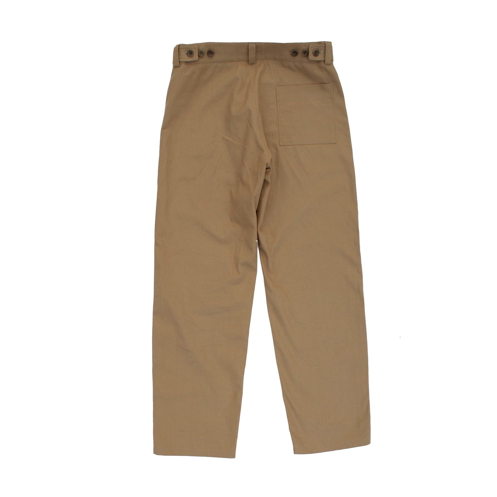 pajotten menswear back view of cotton canvas chore trousers in tan