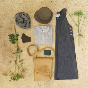Bucket Hat cotton canvas tan and sage