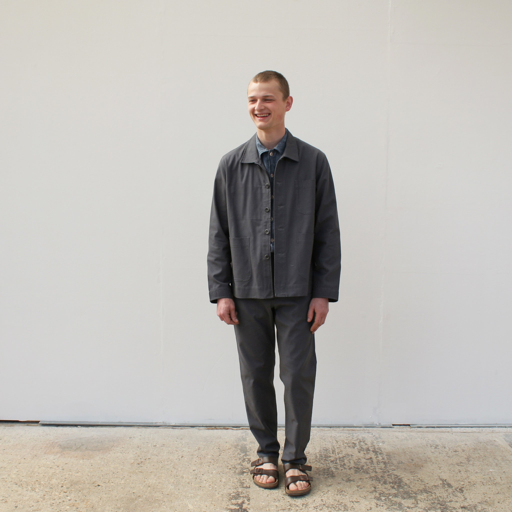 Architect trousers in grey cotton canvas