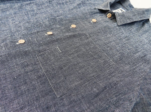 Short sleeved shirt organic cotton/hemp - blue