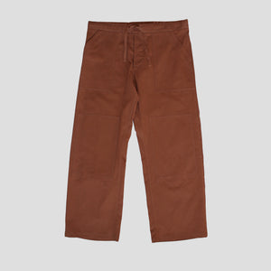 Drawstring chore trousers rust cotton canvas